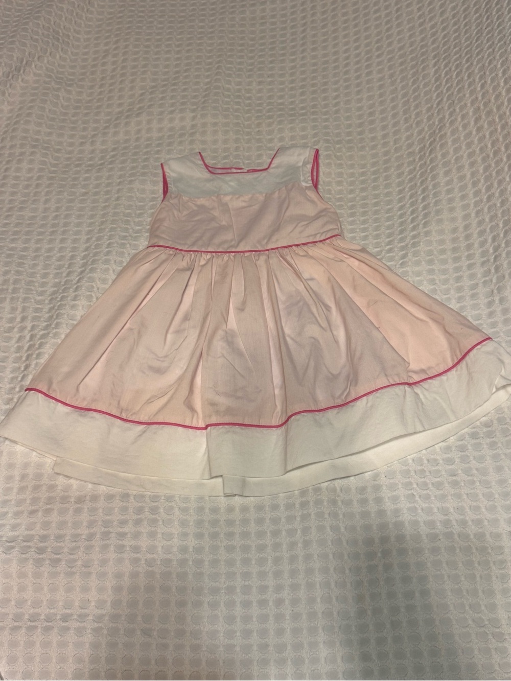 Pink and White Sleeveless Baby Dress with Pink Piping
